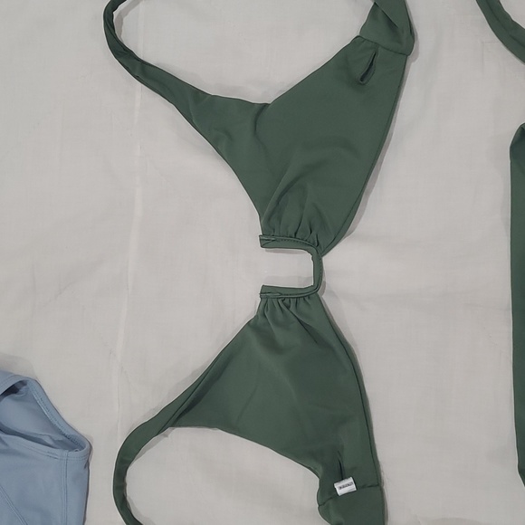 Olive Green Bikini and High Waisted Bikini Bottom Swimsuit - Picture 7 of 8